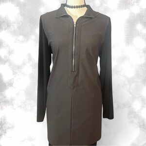 Black Long Sleeve Zip-Up Tunic Jacket